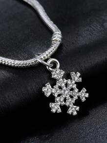 1pc Glamorous Zinc Alloy Rhinestone Snowflake DIY Pendant For Women For DIY Jewelry Making - Silver - View 4