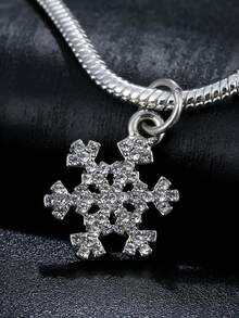 1pc Glamorous Zinc Alloy Rhinestone Snowflake DIY Pendant For Women For DIY Jewelry Making - Silver - View 5