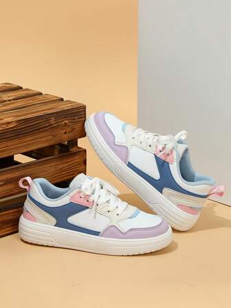 Pantofi casual pentru femei, confortabili, cu șireturi în față, cu detalii perforate, pantofi sport pentru skateboard în aer liber