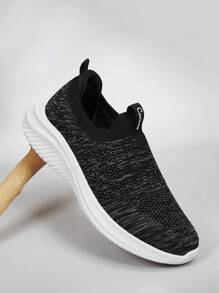 Cuccoo Knit Detail Breathable Running Shoes - Black - View 1