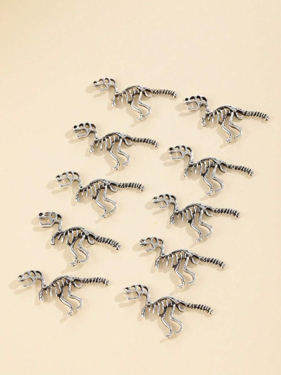10入組/套時尚鋅合金恐龍DIY吊墜適合女士DIY首飾製作