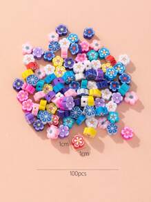 100pcs/set Random Fashion PMMA Flower Design DIY Bead For Women For DIY Jewelry Making - Multicolor - View 3