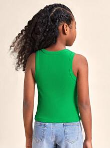 SHEIN Chicas Top tank unicolor - Verde - Ver 2
