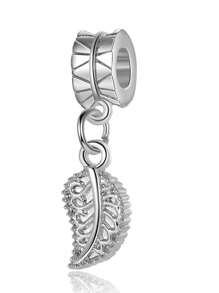 1入組時尚鋅合金樹葉DIY吊墜適合女士DIY首飾製作 - 銀色 - 查看 1