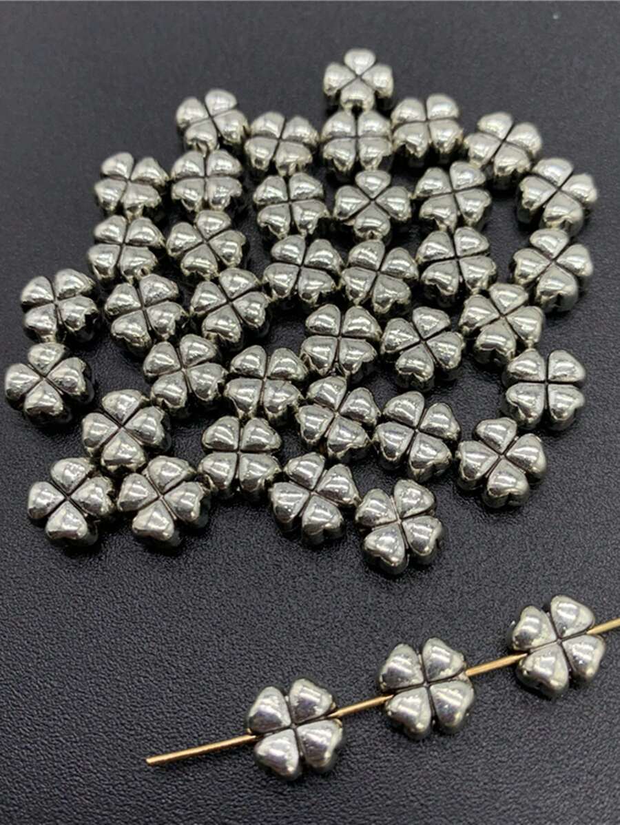 20 piezas/set Cuenta DIY creativo aleación de zinc trébol de cuatro hojas diseño para mujeres para la fabricación de joyas de bricolaje - Plateado - Ver 1