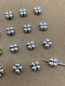 20 piezas/set Cuenta DIY creativo aleación de zinc trébol de cuatro hojas diseño para mujeres para la fabricación de joyas de bricolaje - Plateado - Ver 3
