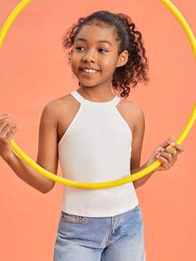 SHEIN Chicas Top halter unicolor - Blanco - Ver 5