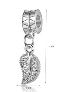 1入組時尚鋅合金樹葉DIY吊墜適合女士DIY首飾製作 - 銀色 - 查看 5