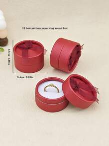 12 piezas Caja redonda de anillo de papel de decoración de arco - Rojo - Ver 4