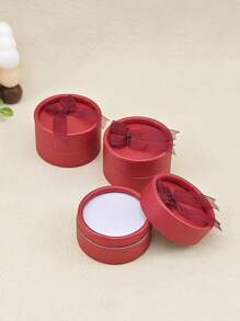 12 piezas Caja redonda de anillo de papel de decoración de arco - Rojo - Ver 7