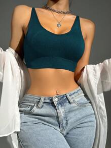 Criss Cross Backless Bralet - Dark Green - View 6