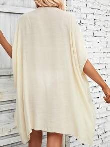 Breezaya 拼接鉤織蝙蝠袖罩衫連衣裙 - 杏色 - 查看 2