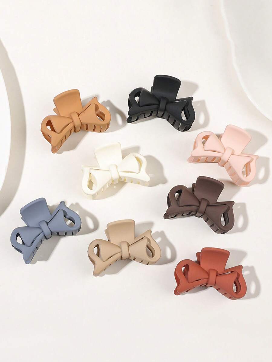 4/5/6/8pcs Minimalist Small Size Hair Claws With Bow Design Claw Clips Hair Clips Hair Jaw Clip Hair Clamps Hair Clutch Hair Catcher Clip Fall Winter Hair Accessories For Women For Vacation Outfits Woman - Multicolor - View 1