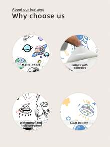 3張卡通宇航員圖案觸控筆貼紙適用於Apple Pencil第二代 - 彩色 - 查看 9