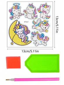 5入組PMMA DIY鑽石畫可愛卡通獨角獸設計DIY鑽石無框畫適合家用 - 彩色 - 查看 2