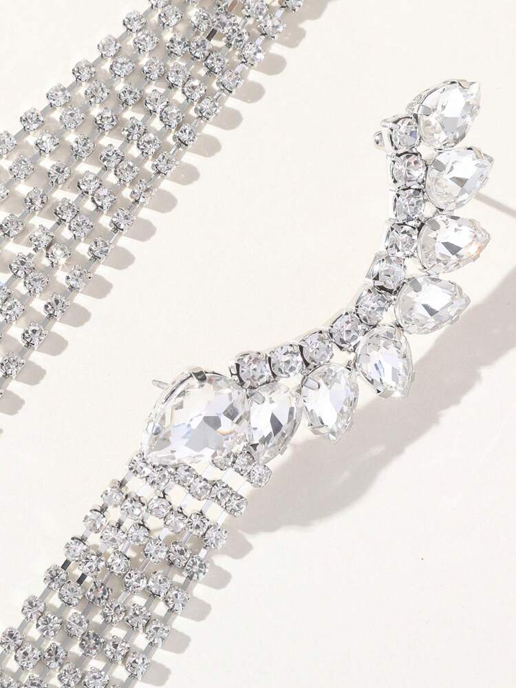 1pair Luxury Cubic Zirconia Tassel Drop Earrings For Women For Daily Decoration Copper Jewelry