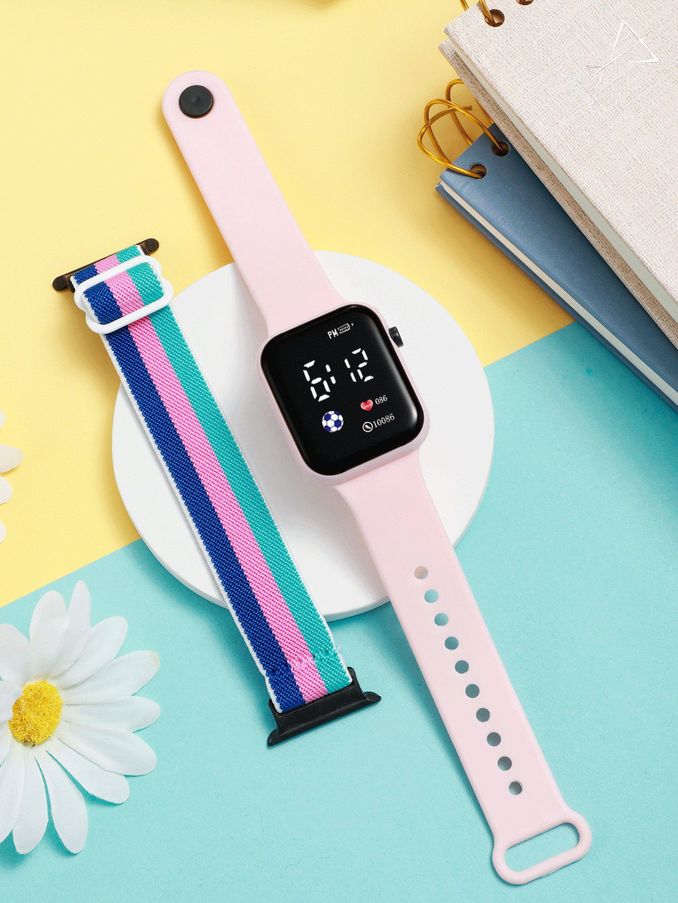 1pc Kids Plastic Strap Water Resistant Square Dial Digital Watch & 1pc