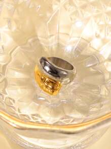 Uworld 1pc Classic Minimalist Fashion Chunky Stainless Steel Rings For Party Gift - Multicolor - View 7