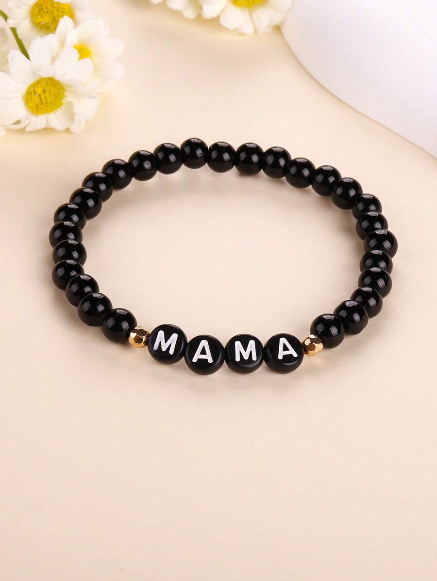 1入組波西米亞字母圖案串珠手鏈適合女士適用於母親節禮品 - 彩色 - 查看 1