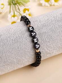 1入組波西米亞字母圖案串珠手鏈適合女士適用於母親節禮品 - 彩色 - 查看 4