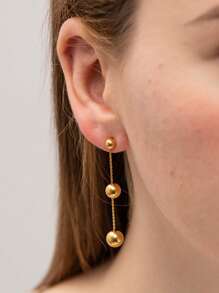 Uworld 1對珠子吊墜耳環經典極簡優雅耳環女士週年紀念日,不銹鋼首飾類