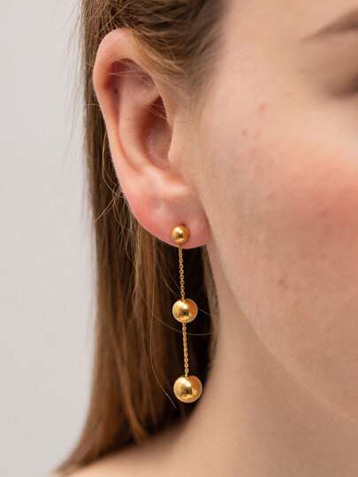 Uworld 1對珠子吊墜耳環經典極簡優雅耳環女士週年紀念日,不銹鋼首飾類