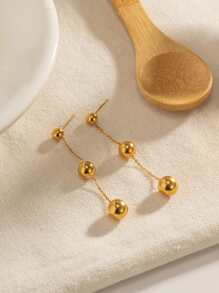 Uworld 1對珠子吊墜耳環經典極簡優雅耳環女士週年紀念日,不銹鋼首飾類