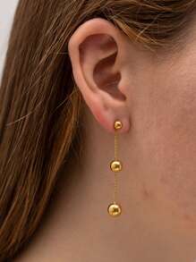 Uworld 1對珠子吊墜耳環經典極簡優雅耳環女士週年紀念日,不銹鋼首飾類