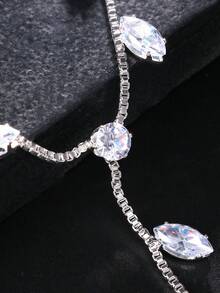 1 cái Quyến Rũ Đính Đá Cubic Zirconia Trang Trí Găng Tay Vòng Chân Cho Phụ Nữ Cho Quà Tặng - Bạc - Xem 3