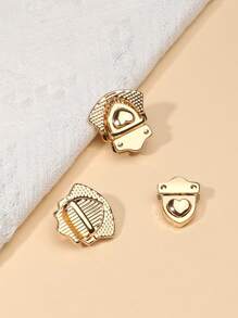 2pcs Heart Shaped Push Lock Metal Part Gold - Gold - View 2