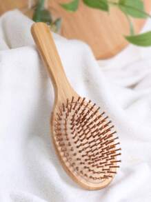 Bamboo Oval Massage Cushion Comb Hair Brush - Apricot - View 3