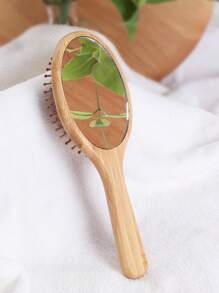 Bamboo Oval Massage Cushion Comb Hair Brush - Apricot - View 4