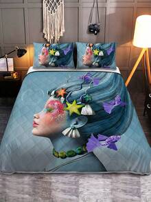 3pcs/set Figure Graphic Bedspread Set, Modern Fabric Bedspread Coverlet Set For Bedroom - Multicolor - View 3