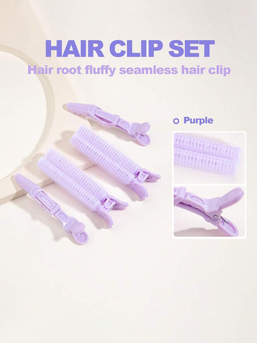 4pcs Hair Root Fluffy Seamless Hair Clip - Purple - View 1