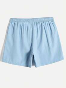 Manfinity Swimmode 男士抽繩腰素色泳裝短褲 - 霧霾藍 - 查看 2