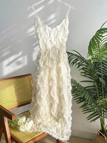 DAZY Ärmelloses, Schulterfreies Fell Cami Kleid Mit Riemen Auf Der Rückseite