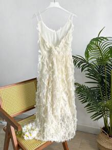 DAZY Ärmelloses, Schulterfreies Fell Cami Kleid Mit Riemen Auf Der Rückseite