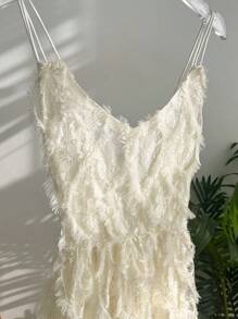 DAZY Ärmelloses, Schulterfreies Fell Cami Kleid Mit Riemen Auf Der Rückseite