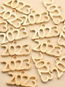 15入組/套時尚鋅合金生日數字DIY女士吊墜用於珠寶製作 - 金色 - 查看 4