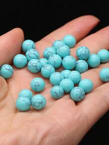 20入組/套藍色綠松石色時尚石頭DIY珠子無孔適合女士DIY首飾製作 - 淺藍色 - 查看 3