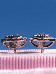 1 Đôi Bông Tai Đính Đá Cubic Zirconia Sang Trọng Trang Trí Cho Phụ Nữ Để Trang Trí Hàng Ngày - Bạc - Xem 2