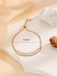 1pc Glamorous Cubic Zirconia Geometric Decor Chain Bracelet For Women For Daily Decoration - Multicolor - View 3