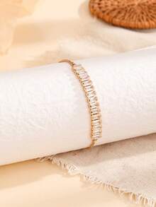 1pc Glamorous Cubic Zirconia Geometric Decor Chain Bracelet For Women For Daily Decoration - Multicolor - View 4