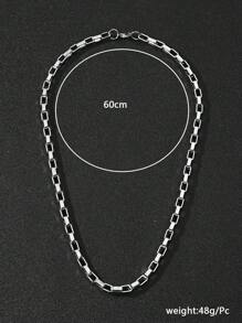 1pc Fashion Stainless Steel Minimalist Chain Necklace For Men For Daily Decoration Punk Hip Pop Style - Silver - View 3