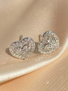 rakol 2 Cái/bộ Đồng Quyến Rũ Đính Đá Cubic Zirconia Trang Trí Trái Tim Bông Tai Nữ Cho Cuộc Sống Hàng Ngày Cho Đảng Dự Tiệc Cưới - Bạc - Xem 6