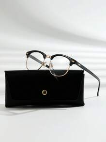 男士眉框眼鏡帶眼鏡繩 - 黑色 - 查看 1