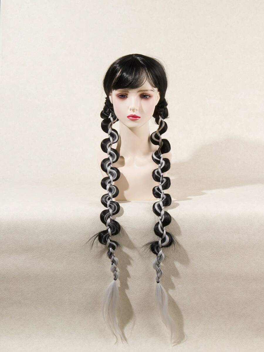 2pcs Two Tone Long Synthetic Hair Tie - Multicolor - View 1