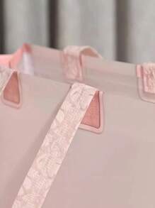 Clear Bag, Letter Print Shopper Bag Pink Large Capacity For Daily - Pink - View 4