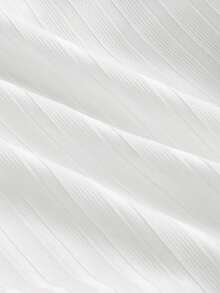 SHEIN EZwear Áo hai dây Plus Size Bất đối xứng Nhẫn Trọn gói màu trơn Giải trí - trắng - Xem 4