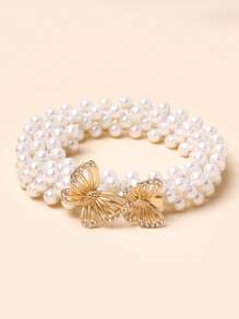 Bé Gái Kim Cương Giả Trang Trí Khóa Bướm Thời Trang Ngọc Trai Giả Dây Trang Trí Đầm - Nhiều màu - Xem 2